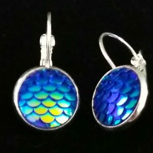 December mermaid scale leverback earrings